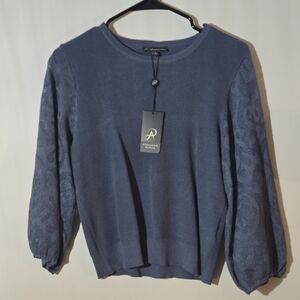 NWT Adrianna Papell Navy Waffle Knit Sweater